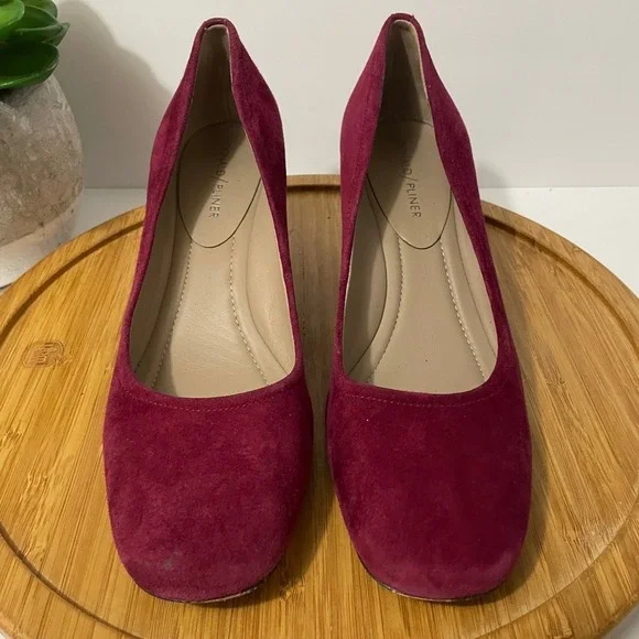 Donald Pliner Corin Suede Block Heel Pumps Women's 9.5 Chic Burgundy Career Shoe - Picture 3 of 10
